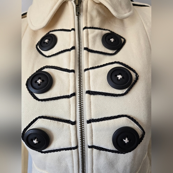 Knitted Dove -Anthropologie Cream Cotton Sweater Jacket, Oversized Buttons. Sm - Picture 7 of 14